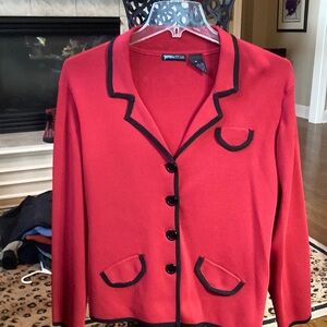 Yarns & Stitches women’s red w/ black unlined jacket blazer Medium
